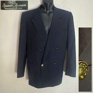 Brisson-Brisson Double Breasted Peak Lapel Navy Blazer EU 54R / ~US 44R